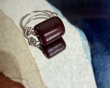 Beautiful Purple Wire Wrapped Handmade Silver Ring Size 6