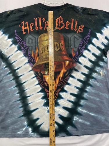 VTG AC/DC Hell's Bells T Shirt XL Liquid Blue Double Sided Rock ACDC Tie Dye Tee - Picture 13 of 14