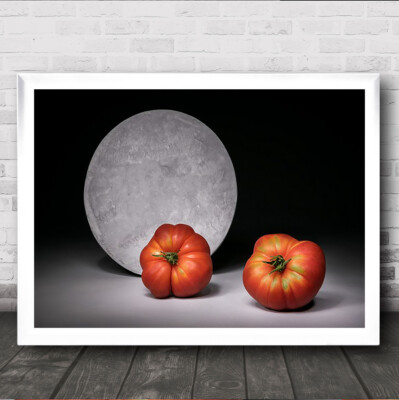 Vollmond Tomaten Küche rot Gemüse Gemüse Lebensmittel Scheibe Wandkunstdruck