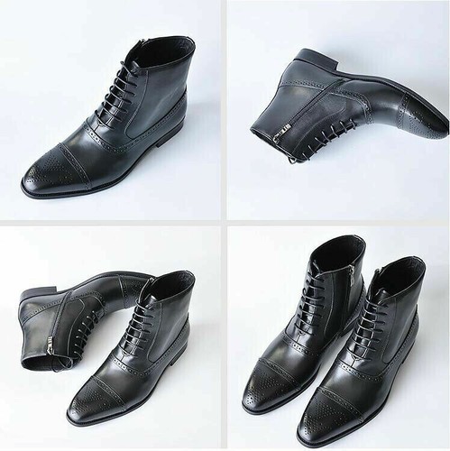 Herren Kleid Formelle Stiefeletten Chelsea Stiefel Leder Wingtip Hoch Top Schuhe - Bild 19 von 30