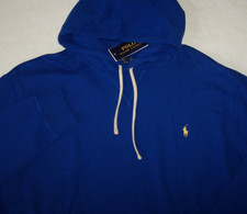 NWT Polo Ralph Lauren SAPPHIRE BLUE Fleece Hoodie Sweatshirt Men 2XB YELLOW PONY