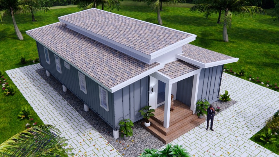 3 High Cub Container 24x40 Feet 2 Beds 1 Bath Shed Roof PDF (A4 Hard ...