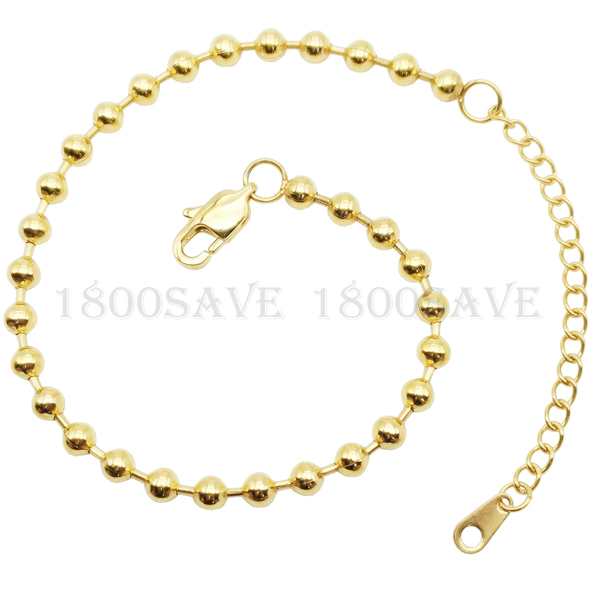 Designer Inspired 18K Gold Filled 4mm Bead Chain Bracelet with 7+2 Inch Extender