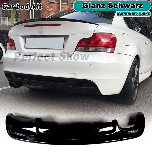 Glanz Schwarz Heckdiffusor Stoßstangen Heckansatz für BMW E82 E88 M-Paket 07-13 - Bild 1 von 12
