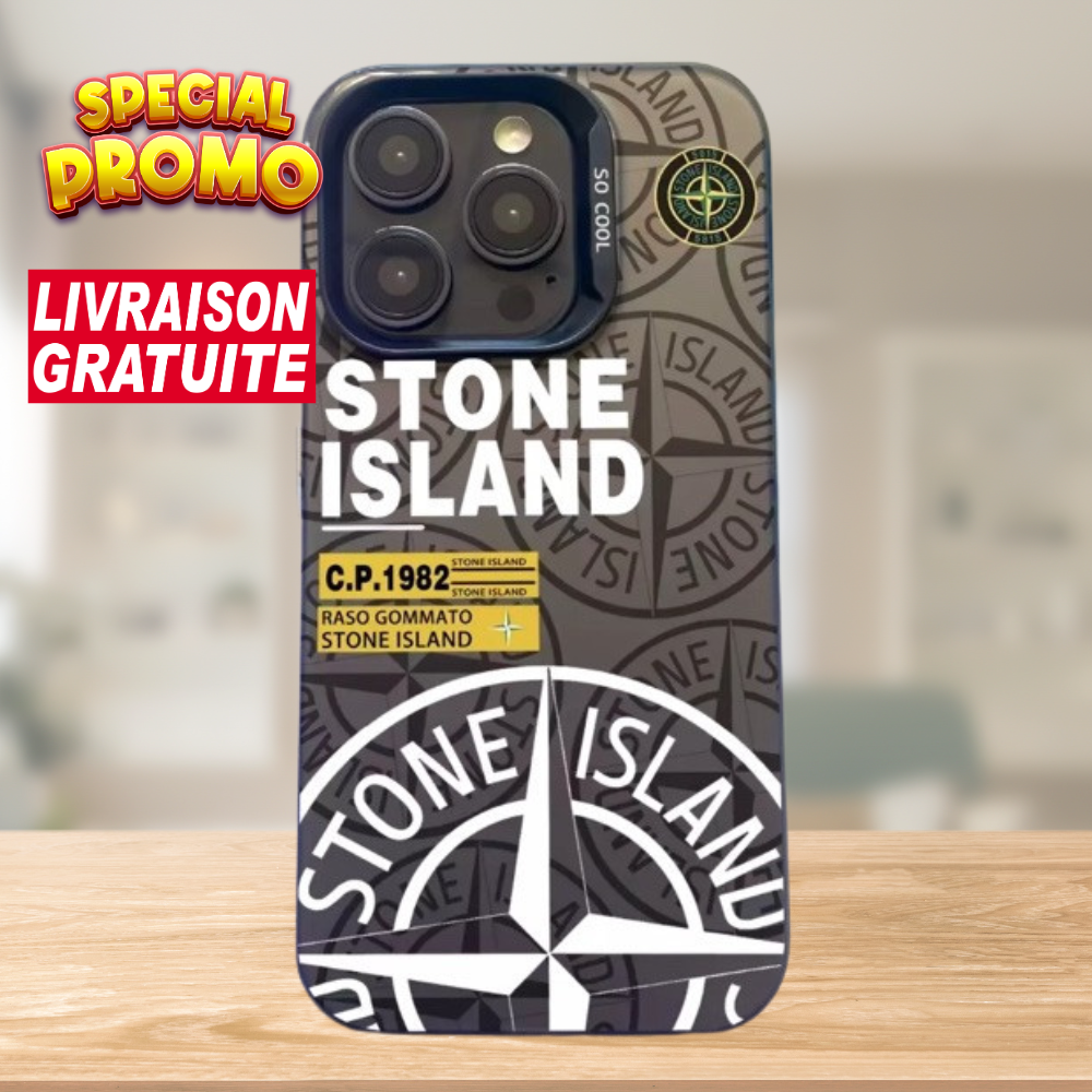 Trendy Stone Island iPhone 14 Plus hoesje Hoogwaardige Zilver kleur Bestellen