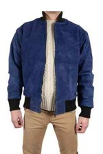 Stylish Wear Genuine Biker Soft New Blue Lambskin Suede Men Jacket Pure Handmade