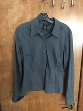 BCBG Maxazria Button Down Shirt, Grey Blue, M