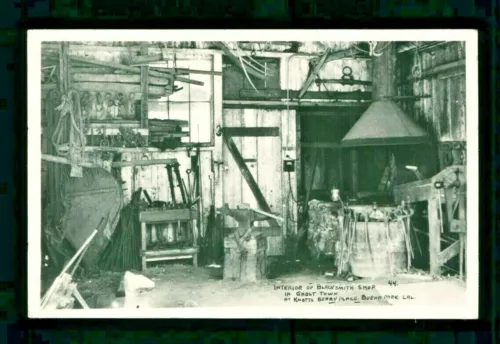 Postcard Knott's Berry Farm Interior of Blacksmith Shop in Ghost Town. KBF