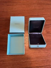 TIFFANY & CO. BLUE LEATHER EARRING BOX + CASE