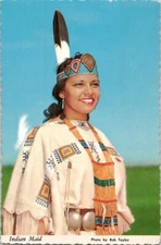 Indian Maid Beautiful Native American Outfit Vintage Postcard Spc18