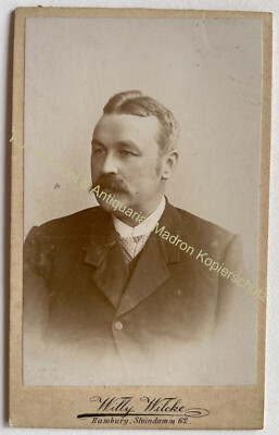 orig. CDV Foto Fotografie Mann Herr Mode um 1892 Hamburg St. Georg Wilcke