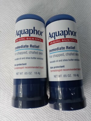 AQUAPHOR HEALING BALM STICK IMMEDIATE RELIEF CHAPPED CHAFFED SKIN .65oz (2pk)
