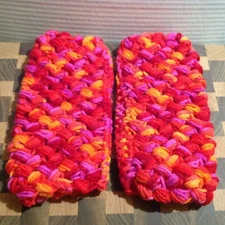 Handmade Crochet Wrist-Arm Warmers Fingerless Gloves Red Orange Purple M1-5