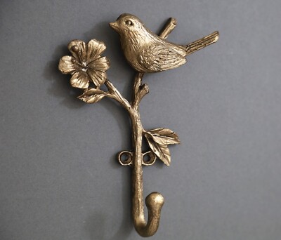 Metall Gold Wand Vogel auf Ast Einzelhaken Garderobe Schlüssel Aufhänger Regal Wandmontage
