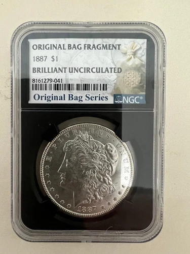 Original Bag Fragment 1887 Morgan Dollar NGC Brilliant Uncirculated