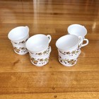Vintage Arcopal ‘Brown Onion’ Floral Patterned Milk Glass Tea Cups X 8