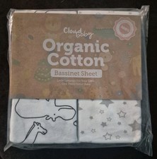Cloud Baby Organic Cotton Cute Animals Stars 2 Pack Bassinet Sheets
