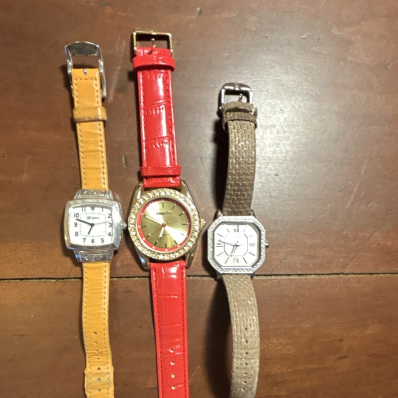 Brighton Croton Relic Women's Quartz Wristwatch Lot Leather Bands (sold as is )