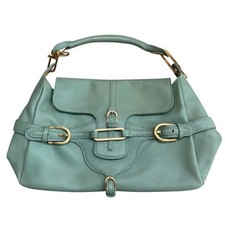 Jimmy Choo Tulita Shoulder Bag Sage Green Leather Chunky Buckle Front Summer