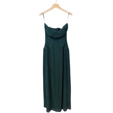Lulus Narasha Emerald Green Pleated Strapless Maxi Dress size Medium