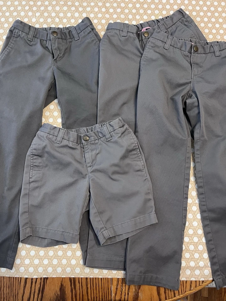 Lands End Girls Gray Pants & Short Size 6 Ad Waist School Uniform Lot Of 4 - Image 2 of 4