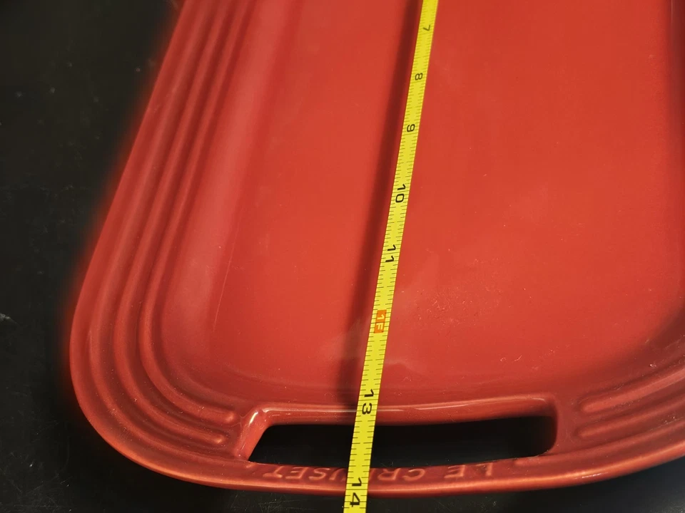 LE CREUSET Pottery Cerise Red Rectangle Serving Platter Tray - Image 3 of 4