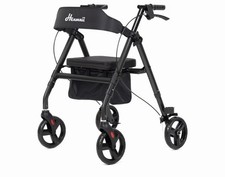 HENMNII Rollator Walker For Seniors Black With Basket And Seat