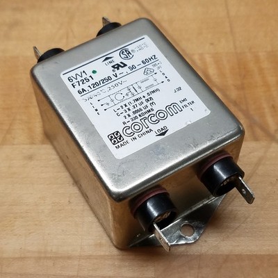 Corcom 6VV1 F7251 Single Phase Powerline Filter, 6A, 1205/250V, 60Hz - USED