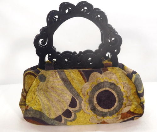 Borsa a mano vintage Beverly Feldman troppo non basta velluto manici ornati - Foto 2 di 10