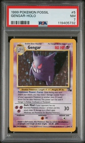 Gengar Holo 5/62 Fossil Pokemon PSA 7 *732