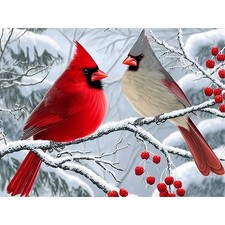 DIYDECORFUN Cardinals Diamond Art Kits for Adults, 5D 12 x 16 inches, QD67