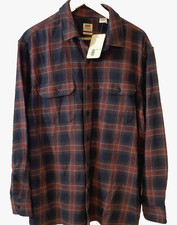 LEVI'S Red Plaid Button-Up Shirt Cotton Flannel The Worker Relaxed Fit L