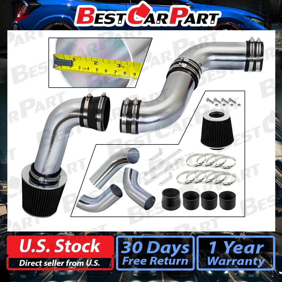 BCP черный 1999-2007 GMC Sierra 1500 классический 4,3 л V6 холодный воздухозаборник набор - Изображение 2 из 4