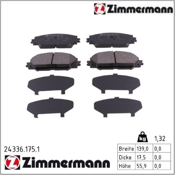 Zimmermann 24336.175.1 Bremsbelagsatz FüR Scheibenbremse Bremsbelagsatz-image