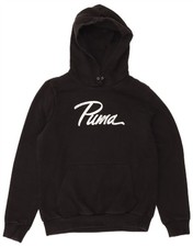 PUMA Womens Graphic Hoodie Jumper UK 14 Medium Black Cotton BV06