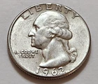 AU 1962 Washington Quarter 25c 90% Silver (X1)