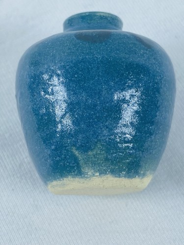 Miniatur Keramik Steinzeug Knospe Vase blau grün glasiert 1,25" Vintage - Bild 9 von 14