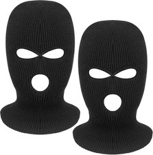 2 Pieces 3-Hole Full Face Mask Cover Ski Mask Winter Balaclava Cap Knitted Face