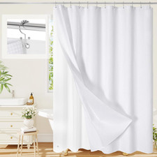 3 in 1 White Shower Curtain Set with PEVA Liner 12 Hooks, 72 X 72 Fabric Sho