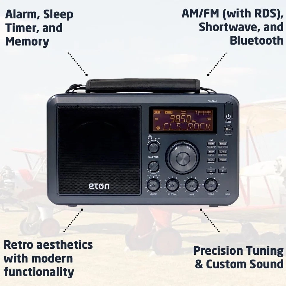 Elite Field Radio with AM/FM, Shortwave, RDS, Bluetooth, Digital Tuning, Treb... - Image 4 of 4