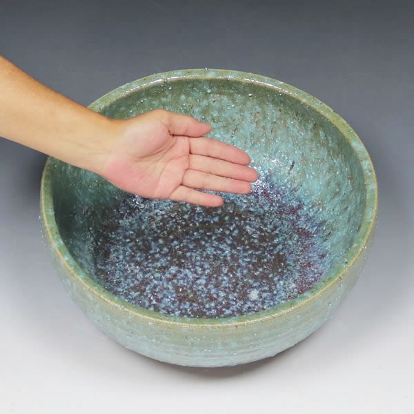 Shigaraki Green Water Basin Ceramic Bowl for Goldfish/Medaka (su-0239)