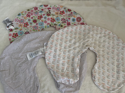 Original Boppy Feeding Nursing Pillow Cover Lot 3 Owls Birds Floral Branches