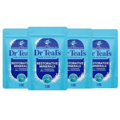 Dr Teal's Epsom Salt Magnesium Soak, Restorative Minerals with Magnesium, Pot...