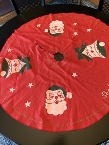 Vintage Stenciled Cloth Christmas Tree Skirt