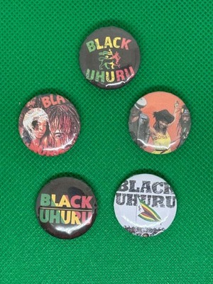 Set of 5 Badges - Black Uhuru - 25mm badges - Handmade - Roots Reggae