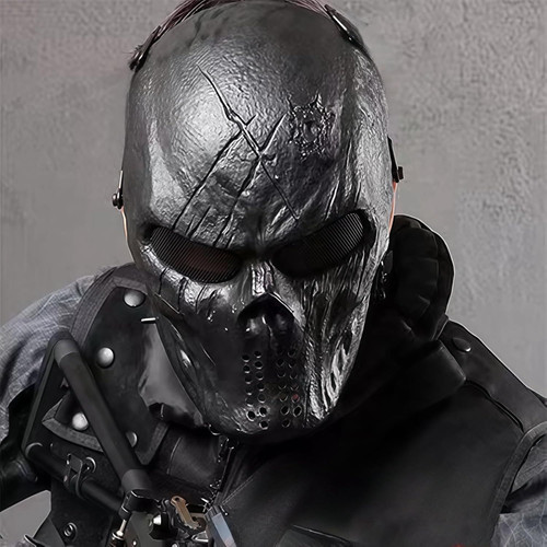 Ghost Mask,Mask Skeleton with Metal Mesh Eye 8.5*5*11.5, Black skull