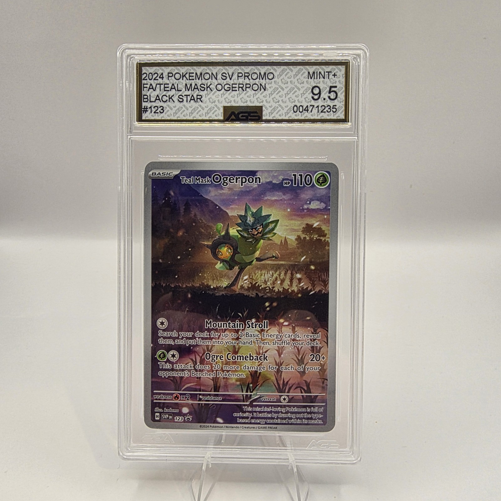 Teal Mask Ogerpon 123 Sv: Scarlet & Violet Black Star Promo AGS 9.5 MINT+