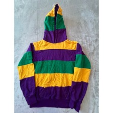 Mardi Gras Pullover Hoodie Youth Large Purple Green Gold Striped RH1-LG