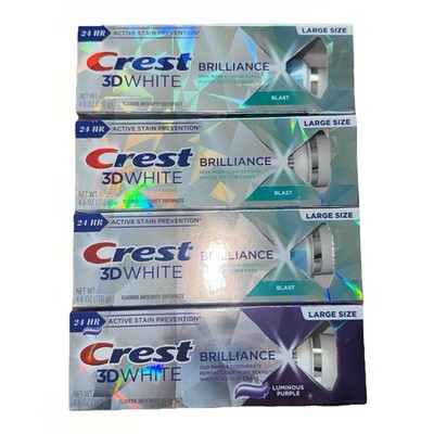 4X Crest 3D White Brilliance Large Size Blast, Luminous Purple Toothpaste