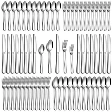 60 Piece Silverware Set, Stainless Steel Flatware Set for 12 Food Grade Cutle...